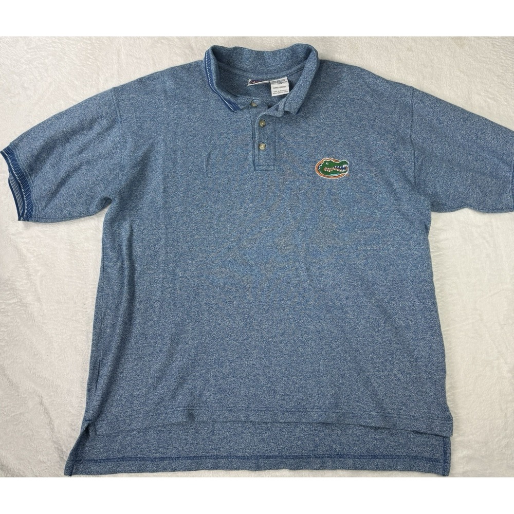 Vintage Florida Gators‎ Polo Shirt Mens Large Heathered Blue Embroidered Cotton